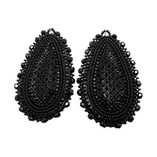 Large Black Classic Teardrop Earrings