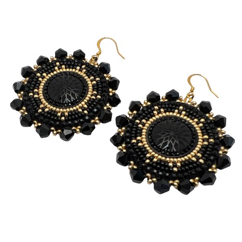 Black and Gold Star Earrings
