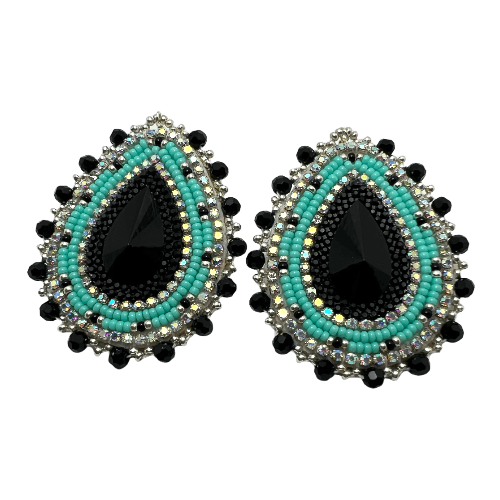 Black and Turquoise Teardrop Earrings